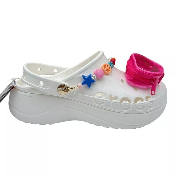 Crocs Women's Baya Midsummer Platform Clog Sandals Size 8 White Jibbitz Jewelry - Picture 2 of 14